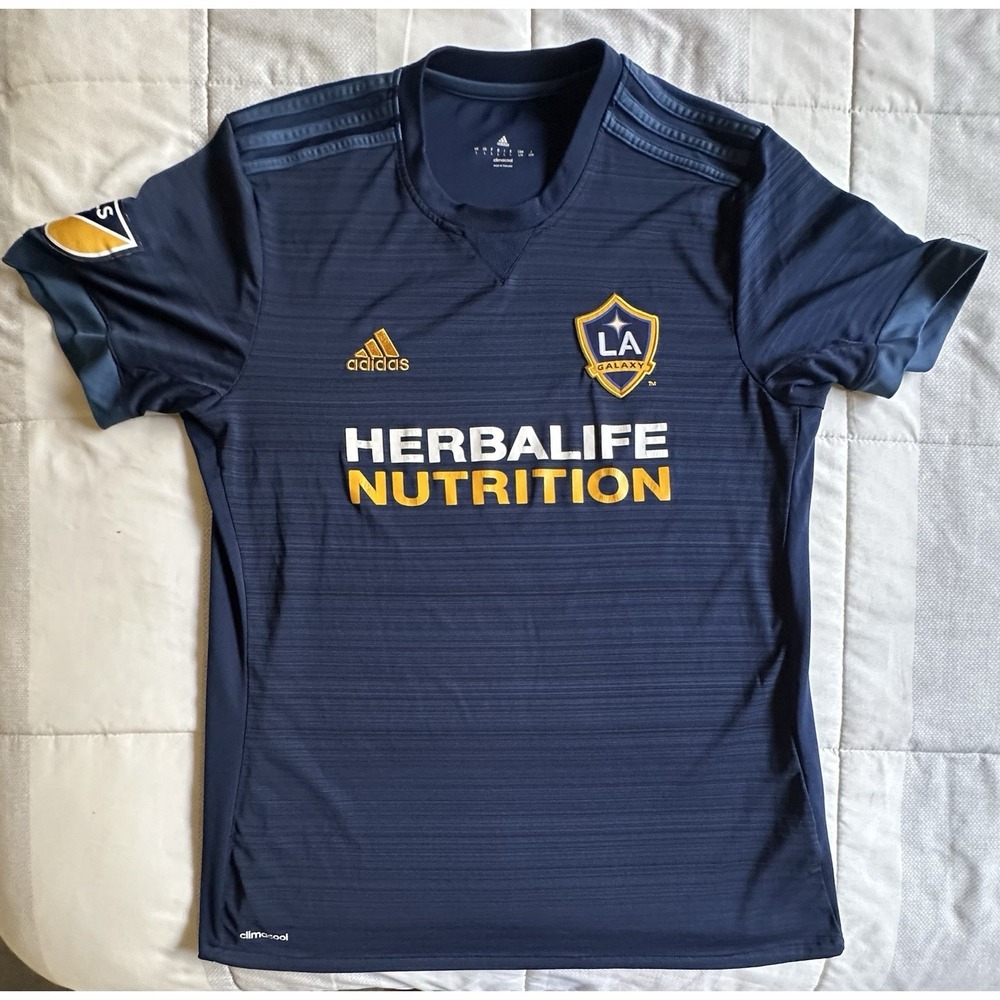 ADIDAS LA GALAXY Training Jersey Shirt Blue Men Size Large Climacool